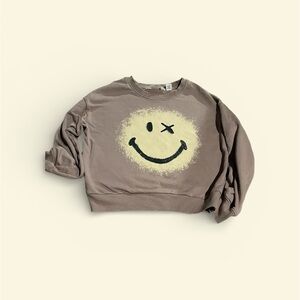 H&M Brown Smiley Face Sweatshirt